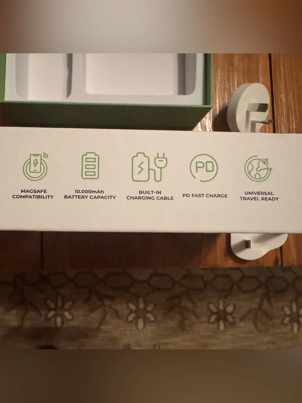 Portable White Travel Charger with Wireless Pad and Plug Adapters